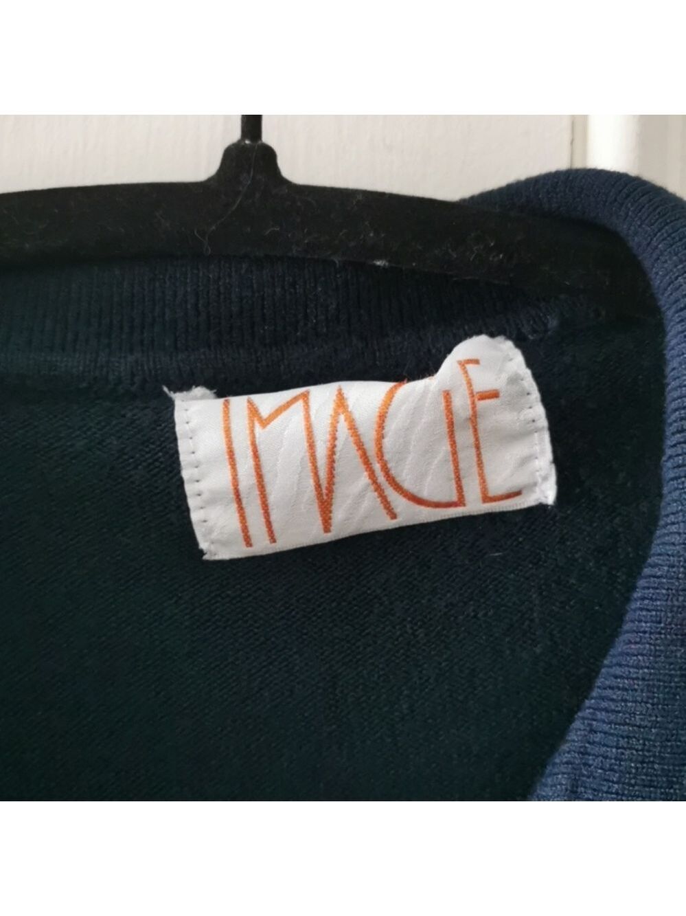 Mens vintage navy merinowool IMAGE collared oldmoney longsleeve sweater. Size XL - Picture 2 of 6
